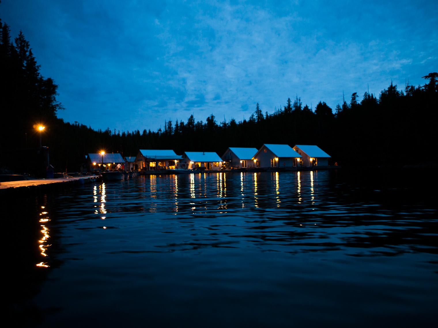 Floating fishing lodge in British Columbia