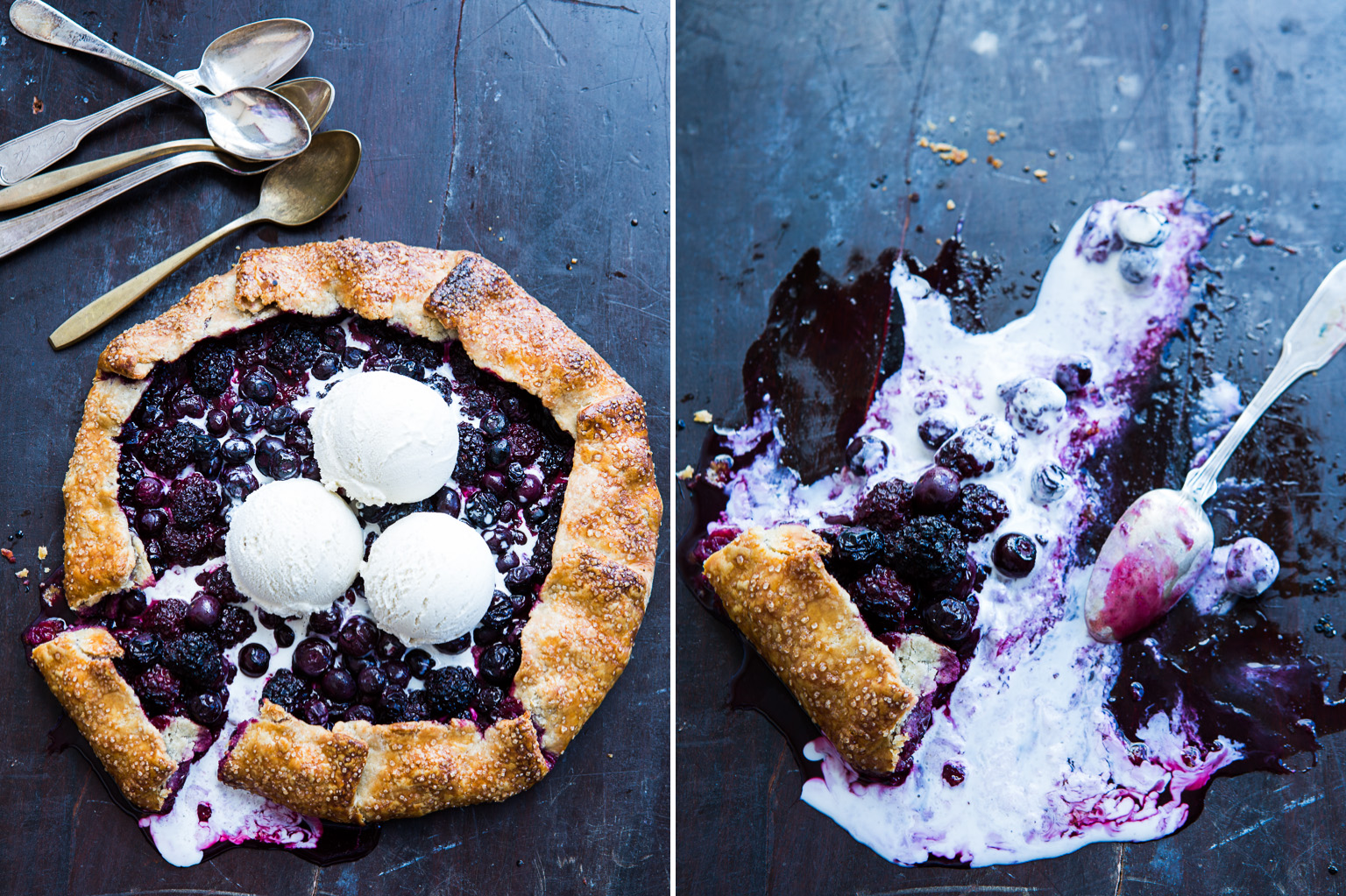 berry galette with ice cream